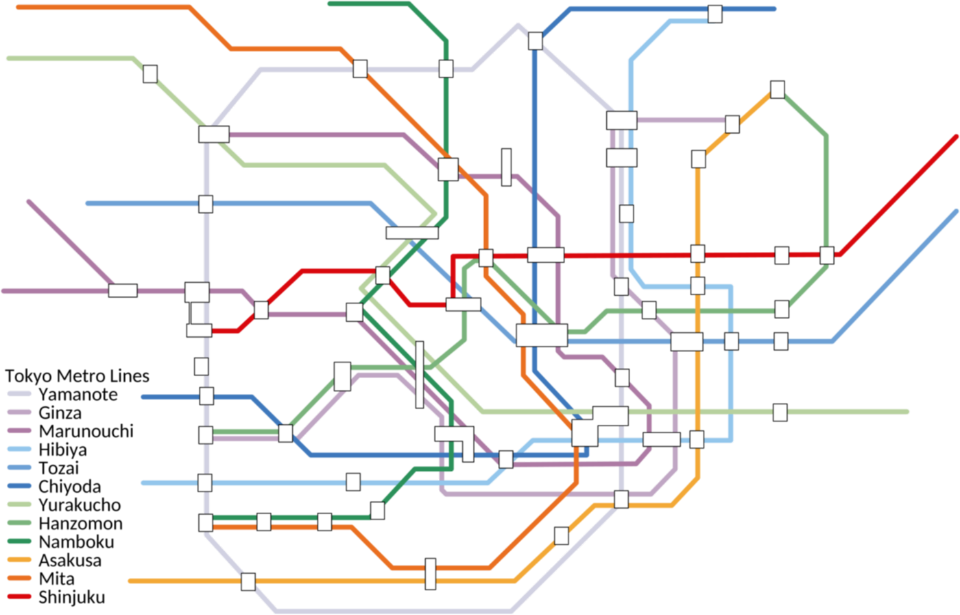 Tokyo metro in banded colour scheme
