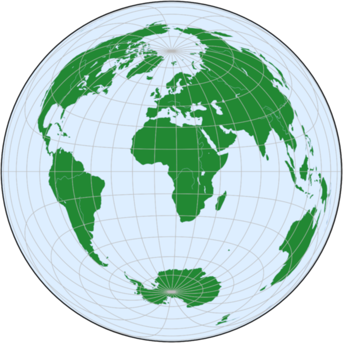 World map in Lambert Azimuthal Equal-Area projection