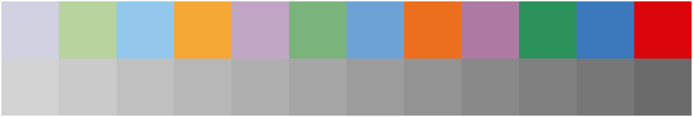 Banded scheme with 12 colours in grey