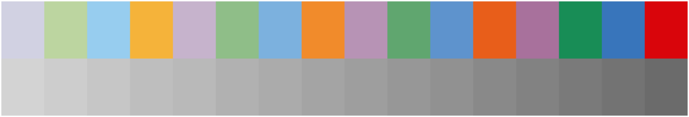 Banded scheme with 16 colours in grey